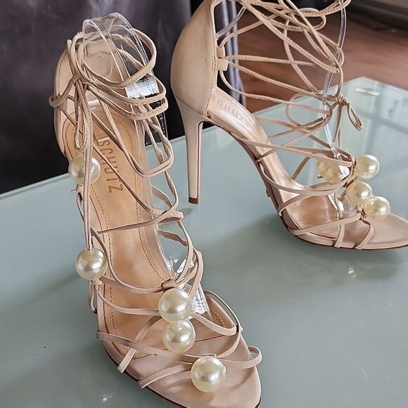 Schutz Leather Wrap Heels - Picture 3 of 7